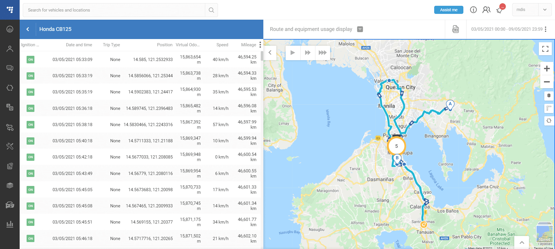 screenshot of fleet management software